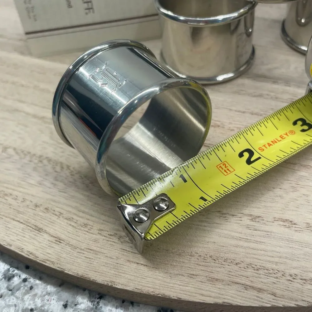 Kirk Stieff Pewter Napkin Rings Set in Box Modern & Colonial Vintage Table